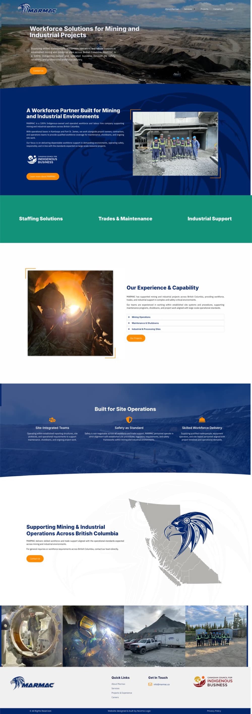 Marmac homepage, full scroll
