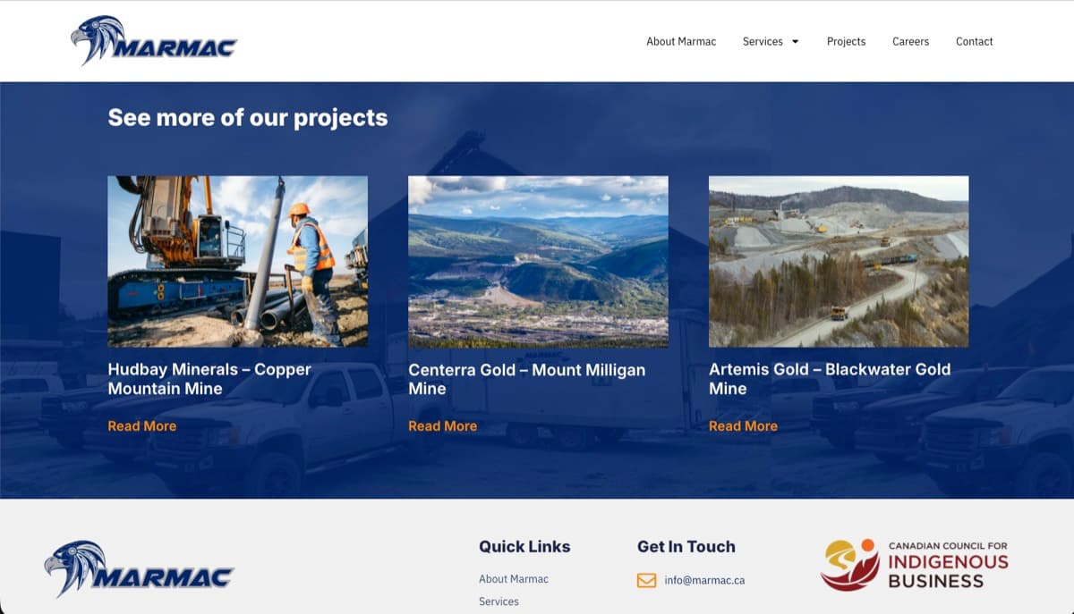 Projects page