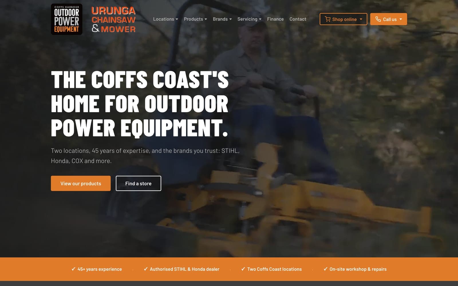 Coffs Outdoor Power Equipment website