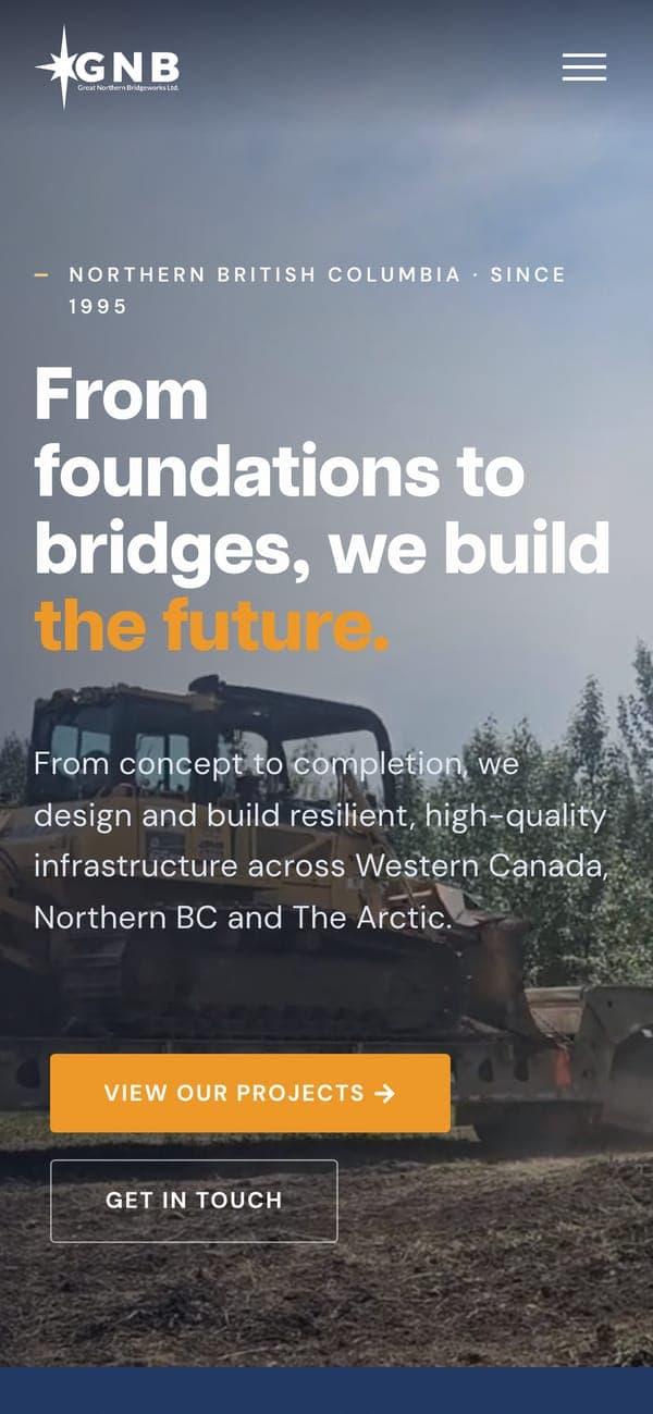 Great Northern Bridgeworks website on a phone