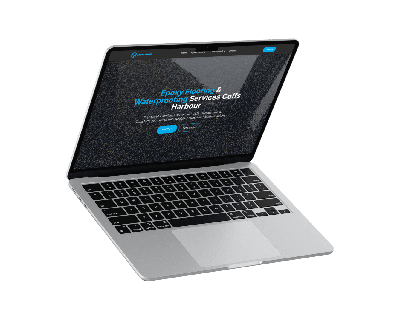 A custom website shown on a laptop
